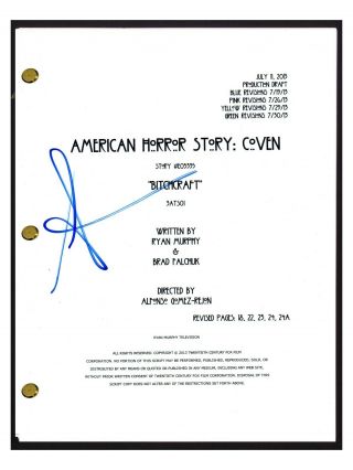 Sarah Paulson Signed Autograph American Horror Story Coven Pilot Script Ab