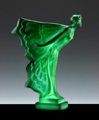 Art Deco Jade Malachite Glass Car Mascot Figurine Rolls Royce Hood Ornament