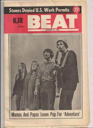 Kjr Beat Vol 1 10 Oct 1967 Seattle Newspaper Mamas And Papas Beatles Yogi Krla