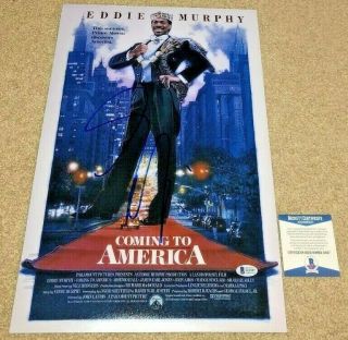 Eddie Murphy Signed Coming To America 12x18 Photo Poster Beverly Hills Cop Bas