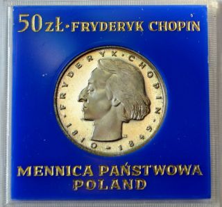 Poland 50 Zlotych,  1972,  Frederic Chopin,  Silver Coin