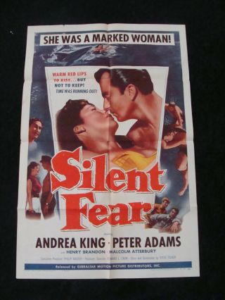 Silent Fear Movie Poster Andrea King Peter Adams 1955 One Sheet