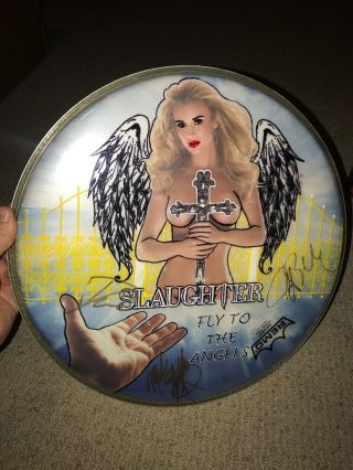 Slaughter Rock Band Signed 1/1 Custom Hand Painted Drum Head Direct From Artist