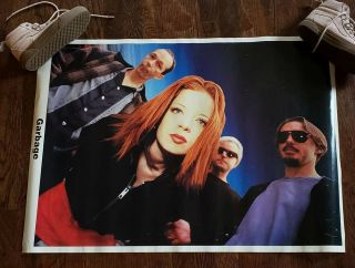 Vtg Garbage Band Poster 90s Retro Grunge Rock Happy When It Rains Stupid Girl