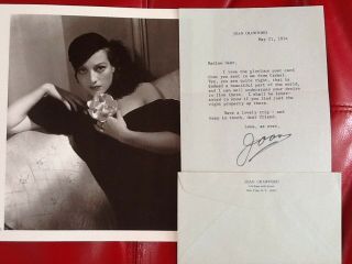 Joan Crawford Signed 1974 Letter Envelope Photo Letterhead Movie Star Glamour