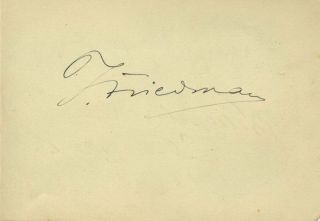 Ignaz Friedman (pianist/composer) : Autograph Signature