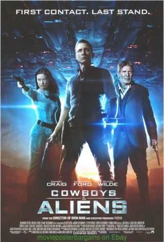 Cowboys And Aliens Movie Poster Ds 27x40 S.  Spielberg Daniel Craig Harrison Ford