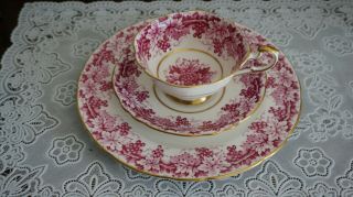 Vintage Paragon Double Warrant Pink Grape And Leaf Tea Cup,  Saucer & Plate Trio