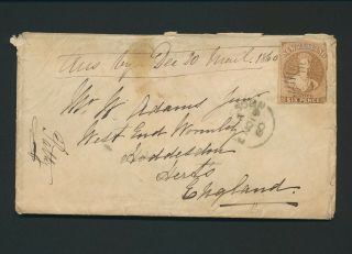 1860 Zealand Cover Qv 6d Yellowish Brown Chalon Head,  Nelson To England