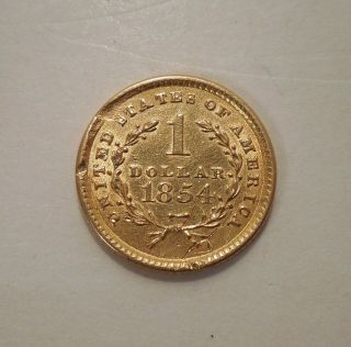 1854 - Liberty Head Gold Dollar - $1 - Type 1 - U.  S.  Gold Piece - U.  S.  Gold Coin