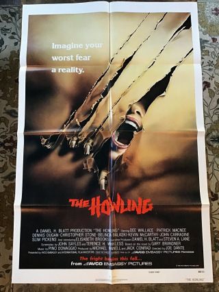Vintage 1980 The Howling Movie Poster 41x27 - Full Sheet Horror Movie