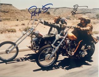 Peter Fonda & Dennis Hopper Hand Signed 8x10 Easy Rider Born To Be Wild Chopper