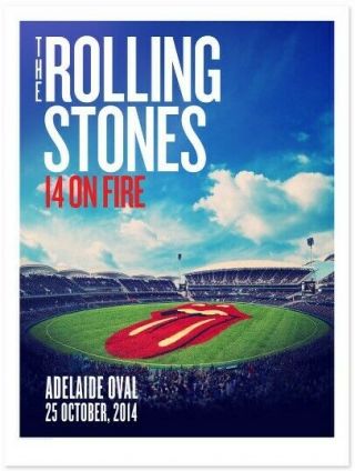Rolling Stones 2014 Adelaide,  Australia Concert Poster - 14 On Fire