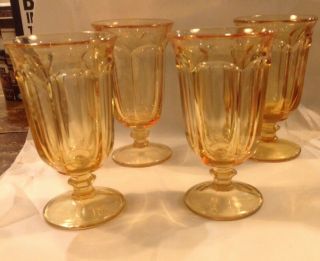 Vintage Imperial Glass Old Williamsburg Yellow.  Set Of 4 Ice Tea Glasses 6 5/8 "