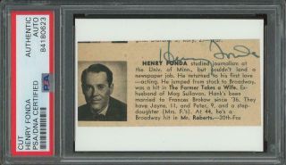 Henry Fonda Autograph Cut (" Twelve Angry Men " - Signed) Psa/dna Certified