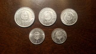 Korea - 1,  5,  10,  50 Chon,  1 Won Specimen Coins,  2002/2008,  Uncirculated