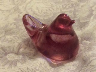 Vintage Isle Of Wight Cranberry Pink Glass Bird