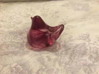 Vintage Isle of Wight cranberry pink glass bird 2
