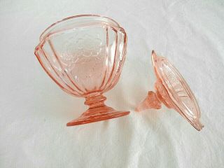 Hocking Pink Mayfair " Open Rose " Candy Dish & Lid 1931 To 1937 Depression Glass