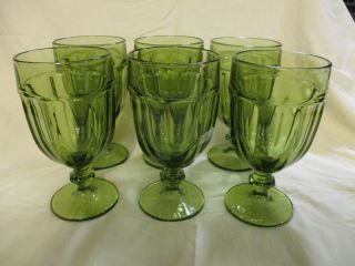 Vintage Libby Duratuff Drinking Glass Goblets Set Of 6 Avacado Green