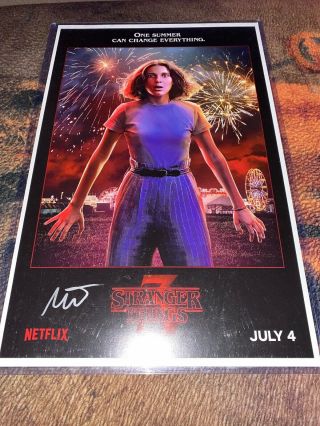 Millie Bobby Brown Stranger Things Signed Autographed 11x17 Poster Photo