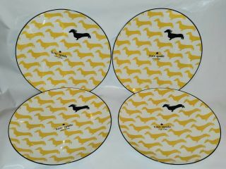 Kate Spade Lenox Wickford Dachshund Yellow 4 Accent Plates