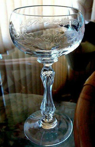 Antique St.  Saint Louis Micado Mikado Etched Crystal Wine Glasses C1930 France