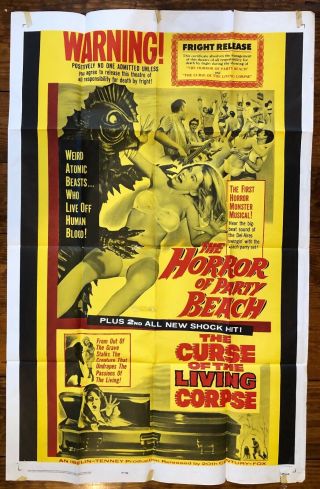 1964 One Sheet: The Horror Of Party Beach / The Curse Of The Living Corpse