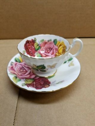 Aynsley Teacup & Saucer 3 Large Roses