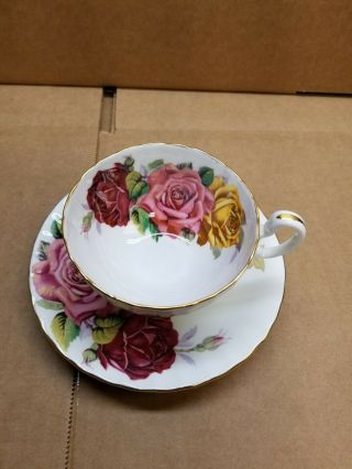 Aynsley Teacup & Saucer 3 Large Roses 2