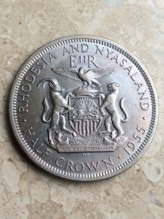 1955 Rhodesia And Nyasaland Half Crown Coin