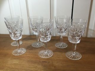 6 Waterford Ashling Cut Crystal Water Goblets - 6 7/8 ".  Perfect - No Chips.