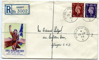 Scarce 1939 World Rover Scout Moot Registered Cover From Crieff Mobile P.  O.  Cds