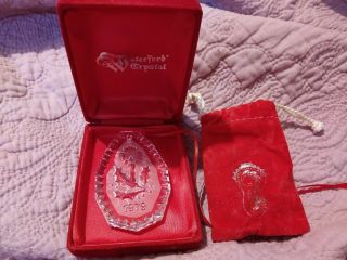 Waterford Crystal Christmas Ornament 1979 Candle And Holly W/box/pouch