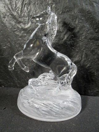 Crystal Rearing Horse - - Clear And Frosted