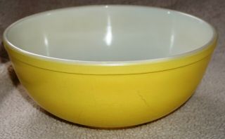 Vintage Pyrex Nesting Primary Color Large 4 Quart Yellow Mixing Bowl 1940s Mark