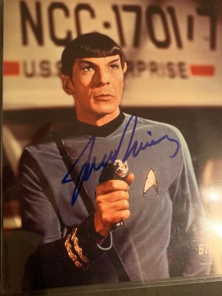 Star Trek Signed 8x10 Picture Actor Leonard Nimoy Captain Spock Photo Autograph