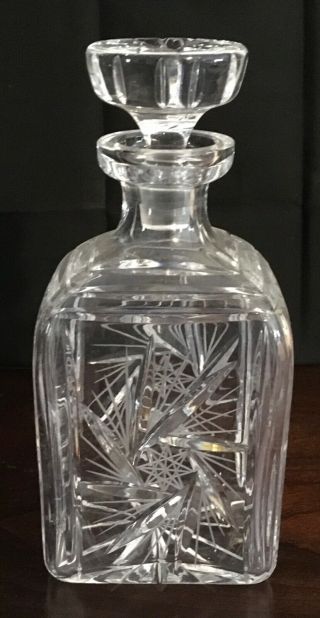Antique American Brilliant Period Cut Crystal Decanter Pinwheel With Stopper