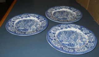 3 ROYAL WARWICK LOCHS OF SCOTLAND PIE PLATES LOCH KATRINE ENGLAND BLUE WHITE 3