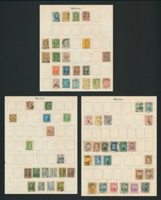 Mexico Stamps 1856 - 1884,  3 Album Pages Inc 11d 8r Mog,  Good Eagles,  11 Scans