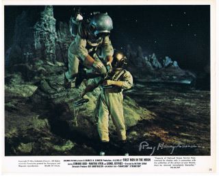 Ray Harryhausen Hand - Signed Lobby Card From " First Men In The Moon "