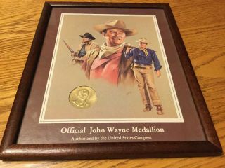 1979 Official John Wayne Commemorative Gold Coin Medallion Framed And Dvd 2