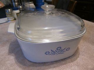 Vintage Corning Ware A - 5 - B Blue Cornflower 5 Liter Dish With Lid 10 X 12