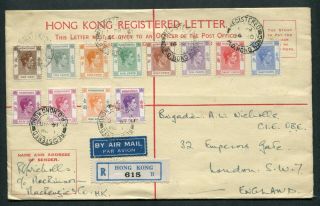 1950 Hong Kong Gb Kgvi 30c P.  S.  Reg.  Envelope Psre (uprated $5.  10 To $2) To Gb Uk
