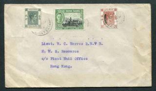 15.  1.  1945 Hong Kong Gb Kgvi Mixed Stamps On Cover With Wan Tsai Cds Pmk