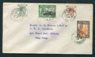 15.  1.  1945 Hong Kong Gb Kgvi Mixed Stamps On Cover With Sheungwan Cds Pmk