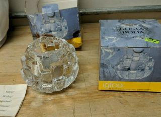2 Kosta Boda Candle Holder Igloo Ice Art Glass Votive Candle Tea Light