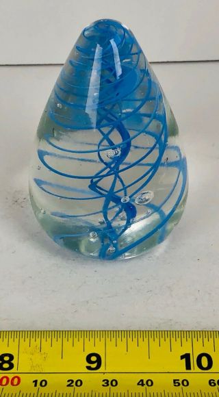 Vintage Clear And Blue Egg Shaped Paperweight With Made In England Sticker