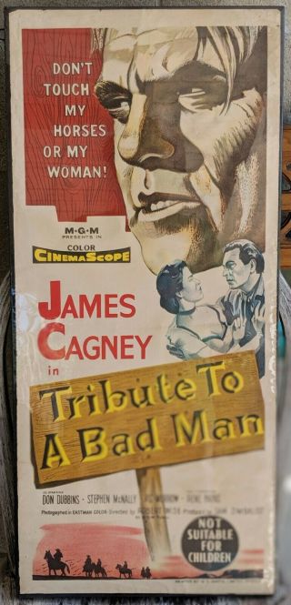 Tribute To A Bad Man Mgm 1956 Western Daybill Film Poster James Cagney
