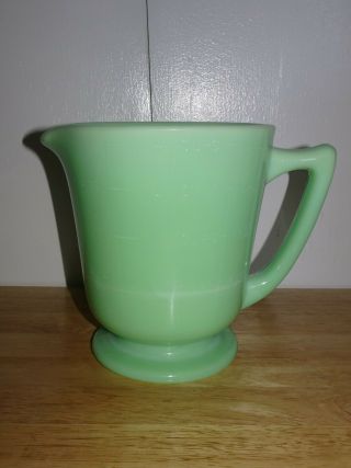 Vintage Rare Jeannette? Jadeite Green Milk Glass 32 Oz.  4 Cup Pour Pitcher